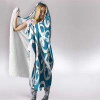 Azure Blue Maori Hooded Blanket Koru Kowhaiwhai LT7 - Polynesian Pride