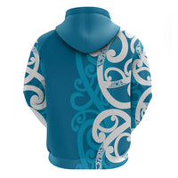 Azure Blue Maori Hoodie Koru Kowhaiwhai - Polynesian Pride