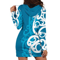 Azure Blue Maori Hoodie Dress Koru Kowhaiwhai LT7 - Polynesian Pride