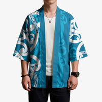 Azure Blue Maori Kimono Koru Kowhaiwhai LT7 - Polynesian Pride