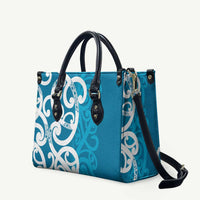 Azure Blue Maori Leather Bag Koru Kowhaiwhai - Polynesian Pride