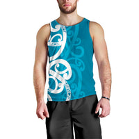 Azure Blue Maori Men Tank Top Koru Kowhaiwhai LT7 - Polynesian Pride
