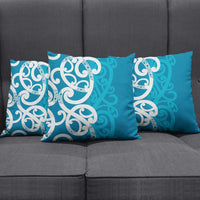 Azure Blue Maori Pillow Cover Koru Kowhaiwhai LT7 - Polynesian Pride