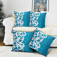 Azure Blue Maori Pillow Cover Koru Kowhaiwhai LT7 - Polynesian Pride