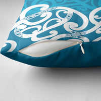 Azure Blue Maori Pillow Cover Koru Kowhaiwhai LT7 - Polynesian Pride