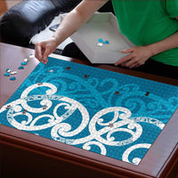 Azure Blue Maori Puzzle Koru Kowhaiwhai LT7 - Polynesian Pride