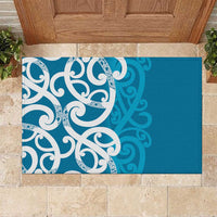 Azure Blue Maori Rubber Doormat Koru Kowhaiwhai LT7 Blue - Polynesian Pride