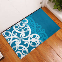 Azure Blue Maori Rubber Doormat Koru Kowhaiwhai LT7 - Polynesian Pride