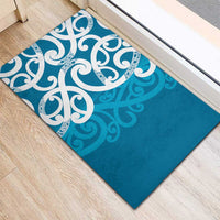 Azure Blue Maori Rubber Doormat Koru Kowhaiwhai LT7 - Polynesian Pride