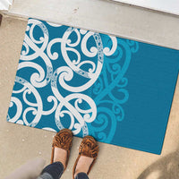 Azure Blue Maori Rubber Doormat Koru Kowhaiwhai LT7 - Polynesian Pride