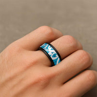 Azure Blue Maori Spinner Ring Koru Kowhaiwhai LT7 - Polynesian Pride