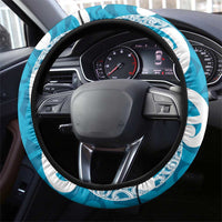 Azure Blue Maori Steering Wheel Cover Koru Kowhaiwhai LT7 - Polynesian Pride