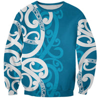 Azure Blue Maori Sweatshirt Koru Kowhaiwhai LT7 Unisex Blue - Polynesian Pride
