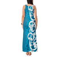 Azure Blue Maori Tank Maxi Dress Koru Kowhaiwhai LT7 - Polynesian Pride
