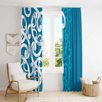 Azure Blue Maori Window Curtain Koru Kowhaiwhai - Polynesian Pride