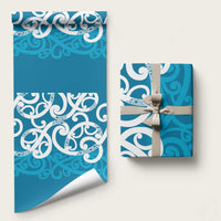 Azure Blue Maori Wrapping Paper Koru Kowhaiwhai LT7 58" × 23" Blue - Polynesian Pride