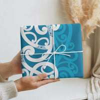 Azure Blue Maori Wrapping Paper Koru Kowhaiwhai LT7 - Polynesian Pride