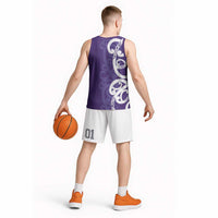 Violet Green Maori Basketball Jersey Koru Kowhaiwhai LT7 - Polynesian Pride