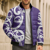 Violet Green Maori Bomber Puffer Jacket Koru Kowhaiwhai LT7 - Polynesian Pride