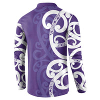 Violet Green Maori Button Sweatshirt Koru Kowhaiwhai LT7 - Polynesian Pride
