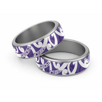 Violet Green Maori Classic Ring Koru Kowhaiwhai LT7 Sliver Violet - Polynesian Pride