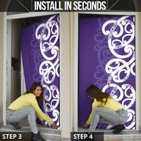 Violet Green Maori Door Cover Koru Kowhaiwhai LT7 - Polynesian Pride