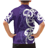 Violet Green Maori Family Matching Mermaid Dress and Hawaiian Shirt Koru Kowhaiwhai - Polynesian Pride