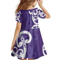 Violet Green Maori Family Matching Off Shoulder Maxi Dress and Hawaiian Shirt Koru Kowhaiwhai - Polynesian Pride