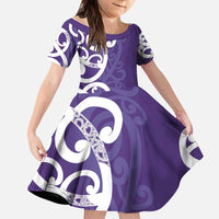 Violet Green Maori Family Matching Puletasi and Hawaiian Shirt Koru Kowhaiwhai - Polynesian Pride