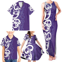 Violet Green Maori Family Matching Tank Maxi Dress and Hawaiian Shirt Koru Kowhaiwhai - Polynesian Pride