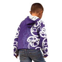 Violet Green Maori Kid Hoodie Koru Kowhaiwhai LT7 - Polynesian Pride