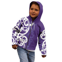 Violet Green Maori Kid Hoodie Koru Kowhaiwhai LT7 - Polynesian Pride