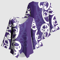 Violet Green Maori Kimono Sleeve Blouse Koru Kowhaiwhai LT7 - Polynesian Pride