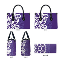 Violet Green Maori Leather Bag Koru Kowhaiwhai - Polynesian Pride