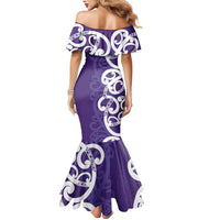Violet Green Maori Mermaid Dress Koru Kowhaiwhai LT7 - Polynesian Pride