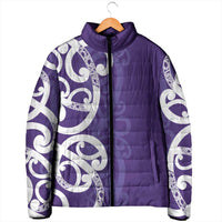 Violet Green Maori Padded Jacket Koru Kowhaiwhai LT7 - Polynesian Pride