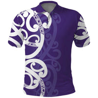 Violet Green Maori Polo Shirt Koru Kowhaiwhai LT7 Violet - Polynesian Pride