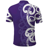 Violet Green Maori Polo Shirt Koru Kowhaiwhai LT7 - Polynesian Pride