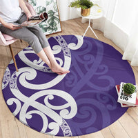 Violet Green Maori Round Carpet Koru Kowhaiwhai LT7 - Polynesian Pride