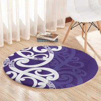 Violet Green Maori Round Carpet Koru Kowhaiwhai LT7 - Polynesian Pride