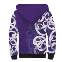 Violet Green Maori Sherpa Hoodie Koru Kowhaiwhai - Polynesian Pride