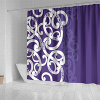 Violet Green Maori Shower Curtain Koru Kowhaiwhai LT7 - Polynesian Pride