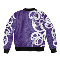 Violet Green Maori Sleeve Zip Bomber Jacket Koru Kowhaiwhai LT7 - Polynesian Pride