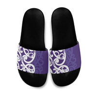 Violet Green Maori Slide Sandals Koru Kowhaiwhai - Polynesian Pride