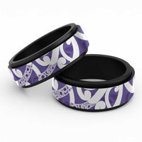 Violet Green Maori Spinner Ring Koru Kowhaiwhai LT7 Black Violet - Polynesian Pride