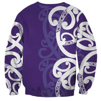 Violet Green Maori Sweatshirt Koru Kowhaiwhai LT7 - Polynesian Pride