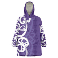 Violet Green Maori Wearable Blanket Hoodie Koru Kowhaiwhai LT7 One Size Violet - Polynesian Pride