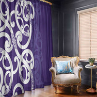 Violet Green Maori Window Curtain Koru Kowhaiwhai - Polynesian Pride