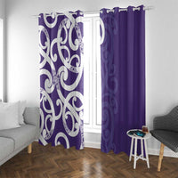 Violet Green Maori Window Curtain Koru Kowhaiwhai - Polynesian Pride