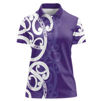 Violet Green Maori Women Polo Shirt Koru Kowhaiwhai LT7 Female Violet - Polynesian Pride
